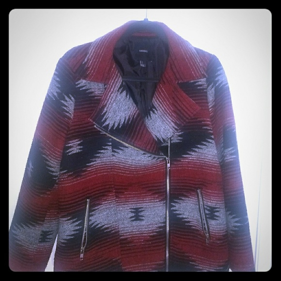 Forever 21 Jackets & Blazers - Pendelton Style Patterned Moto Jacket